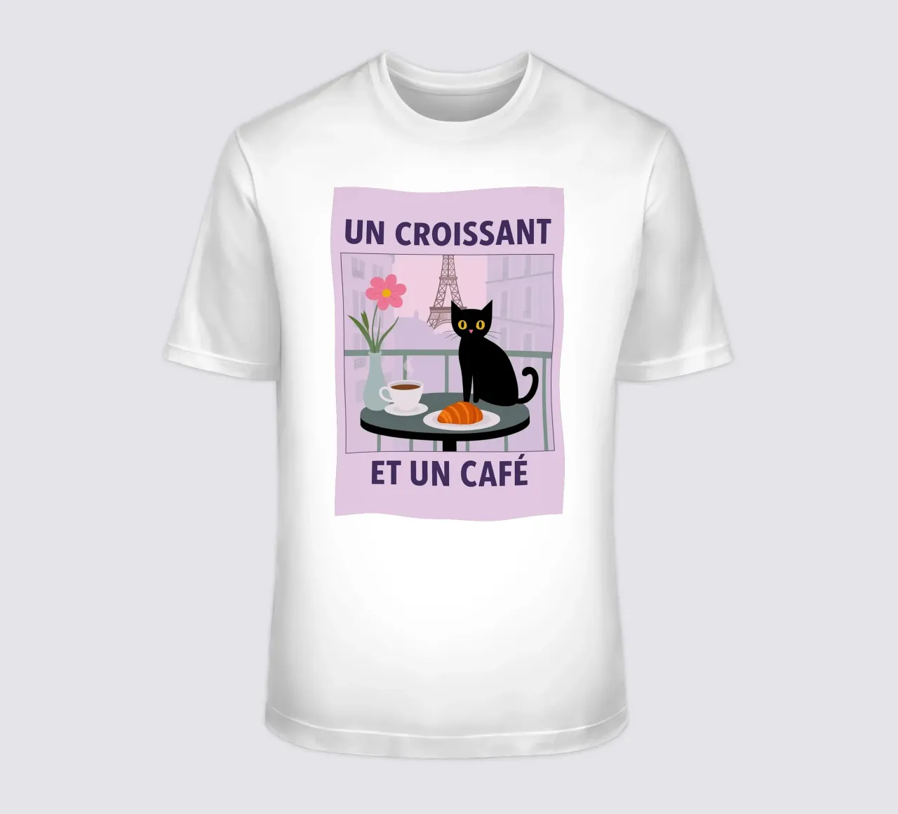 un croissantet un caffè gatto t-shirt da Avocadoz