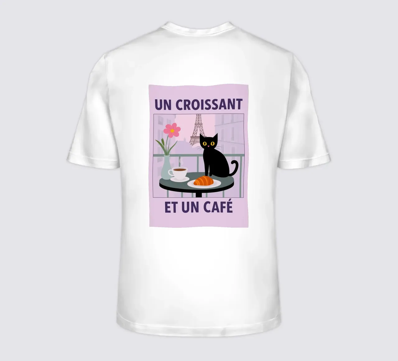 un croissantet un caffè gatto t-shirt da Avocadoz