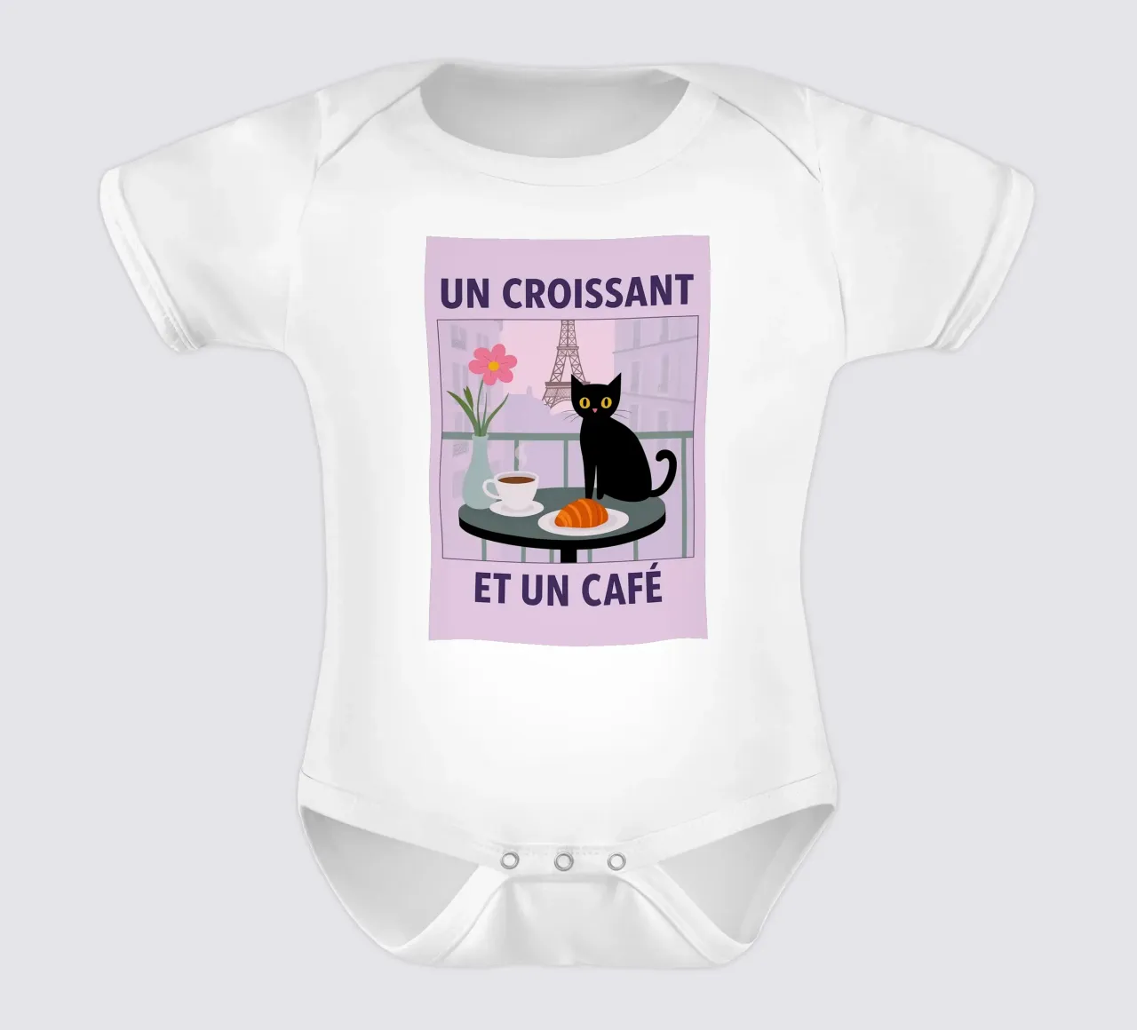 un croissantet un caffè gatto body neonato maniche corte da Avocadoz
