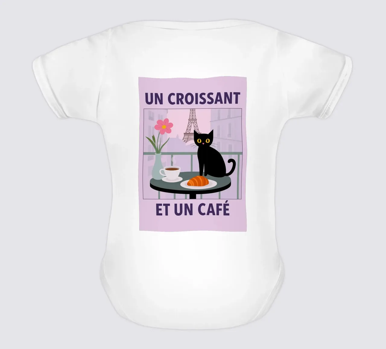 un croissantet un caffè gatto body neonato maniche corte da Avocadoz