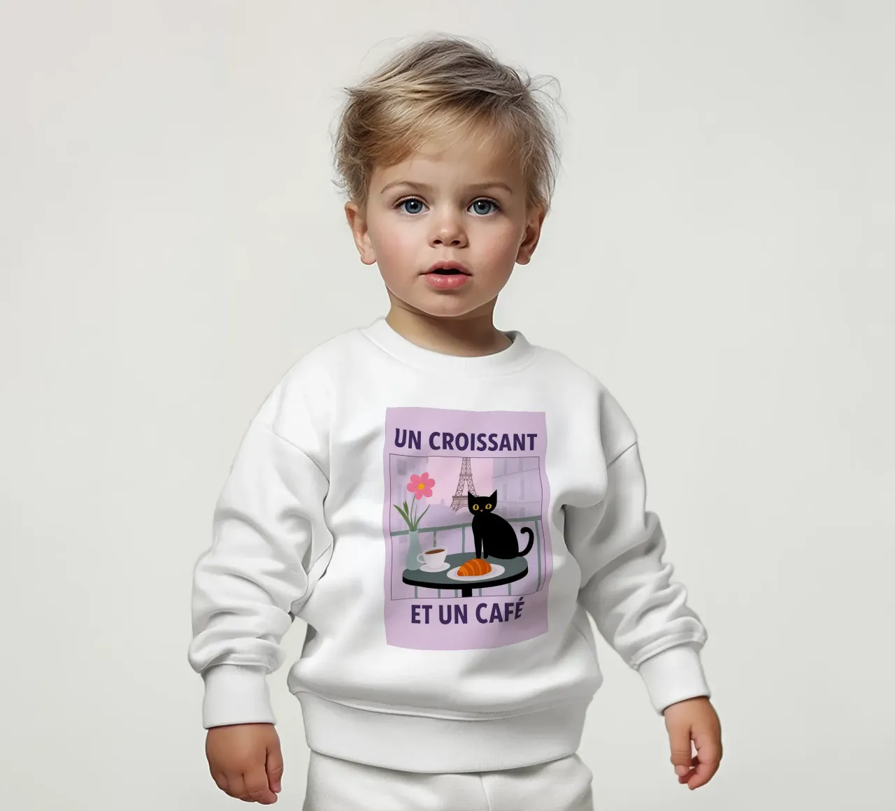 un croissantet un cafe cat sudadera de bebé de Avocadoz