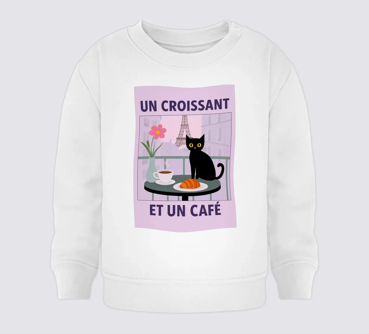 un croissantet un caffè gatto felpa neonato da Avocadoz