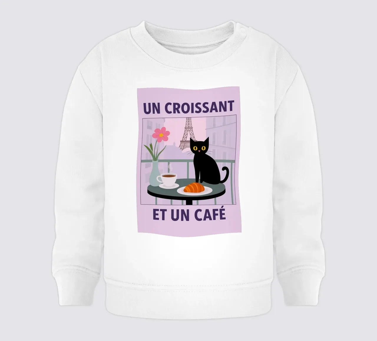 un croissantet un cafe cat sudadera de bebé de Avocadoz