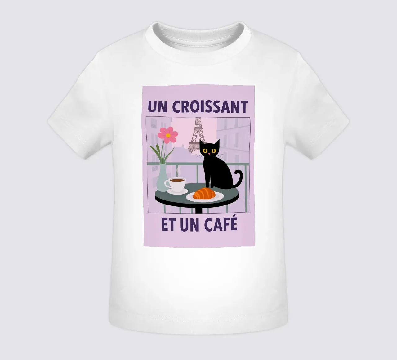un croissantet un caffè gatto maglietta neonato da Avocadoz