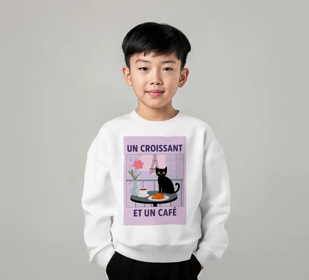 un croissantet un caffè gatto felpa bambino da Avocadoz