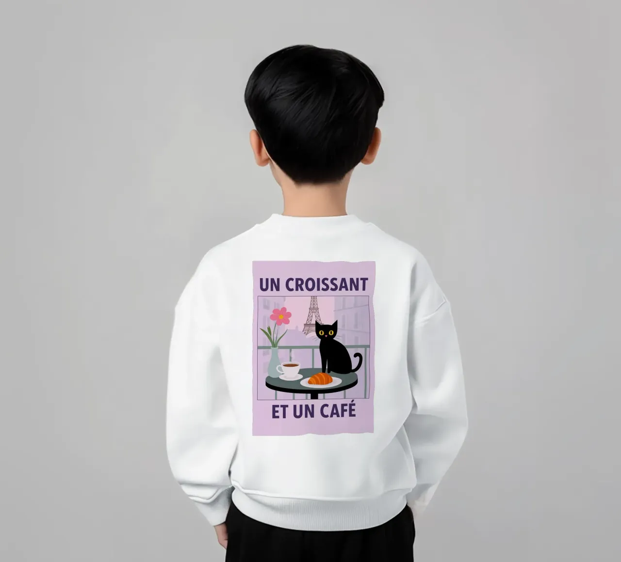 un croissantet un caffè gatto felpa bambino da Avocadoz