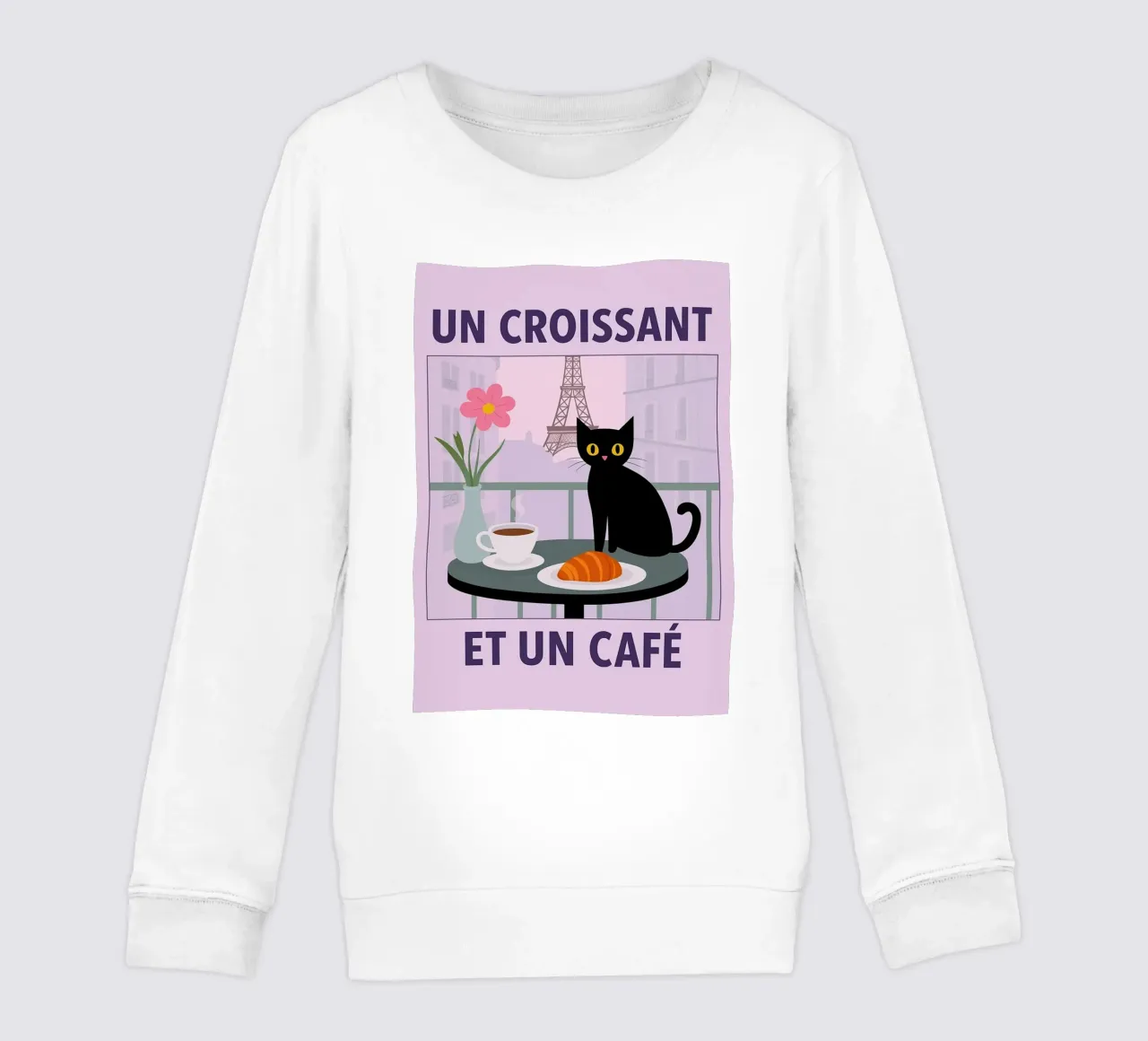 un croissantet un caffè gatto felpa bambino da Avocadoz