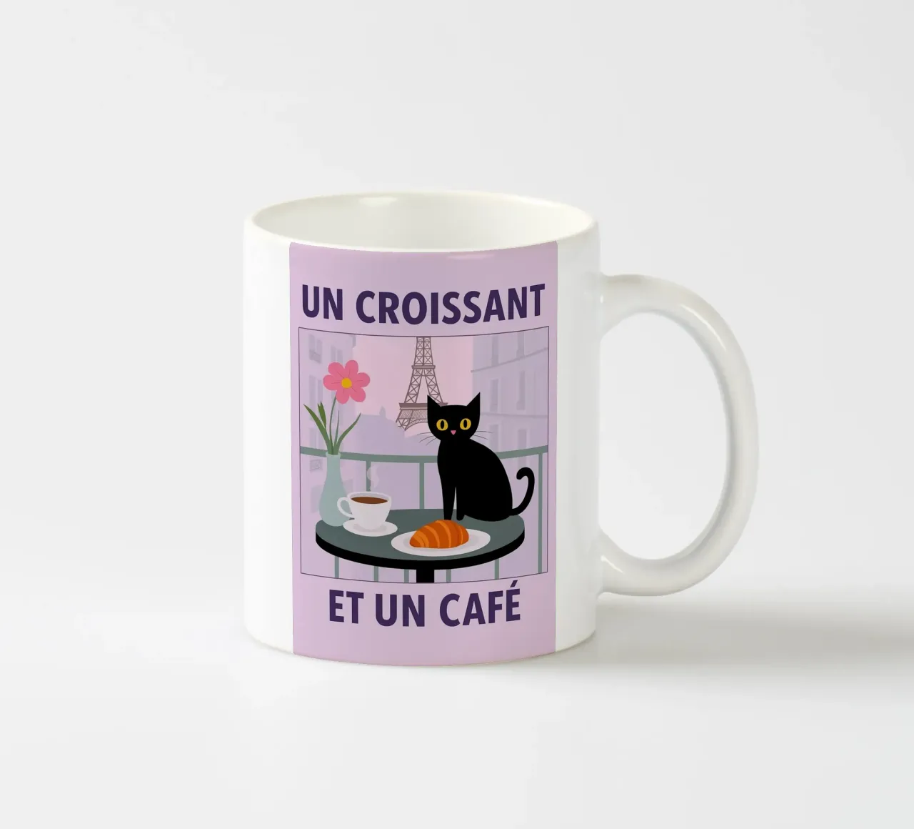 un croissantet un caffè gatto tazza in ceramica da Avocadoz