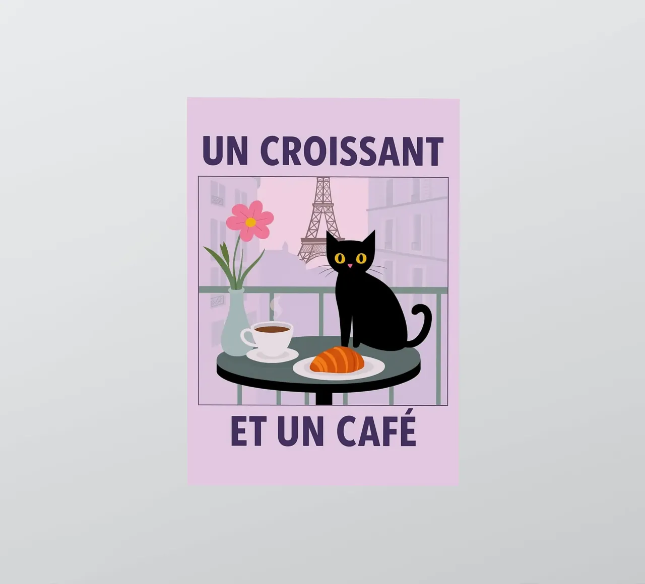 un croissantet un caffè gatto adesivo da Avocadoz