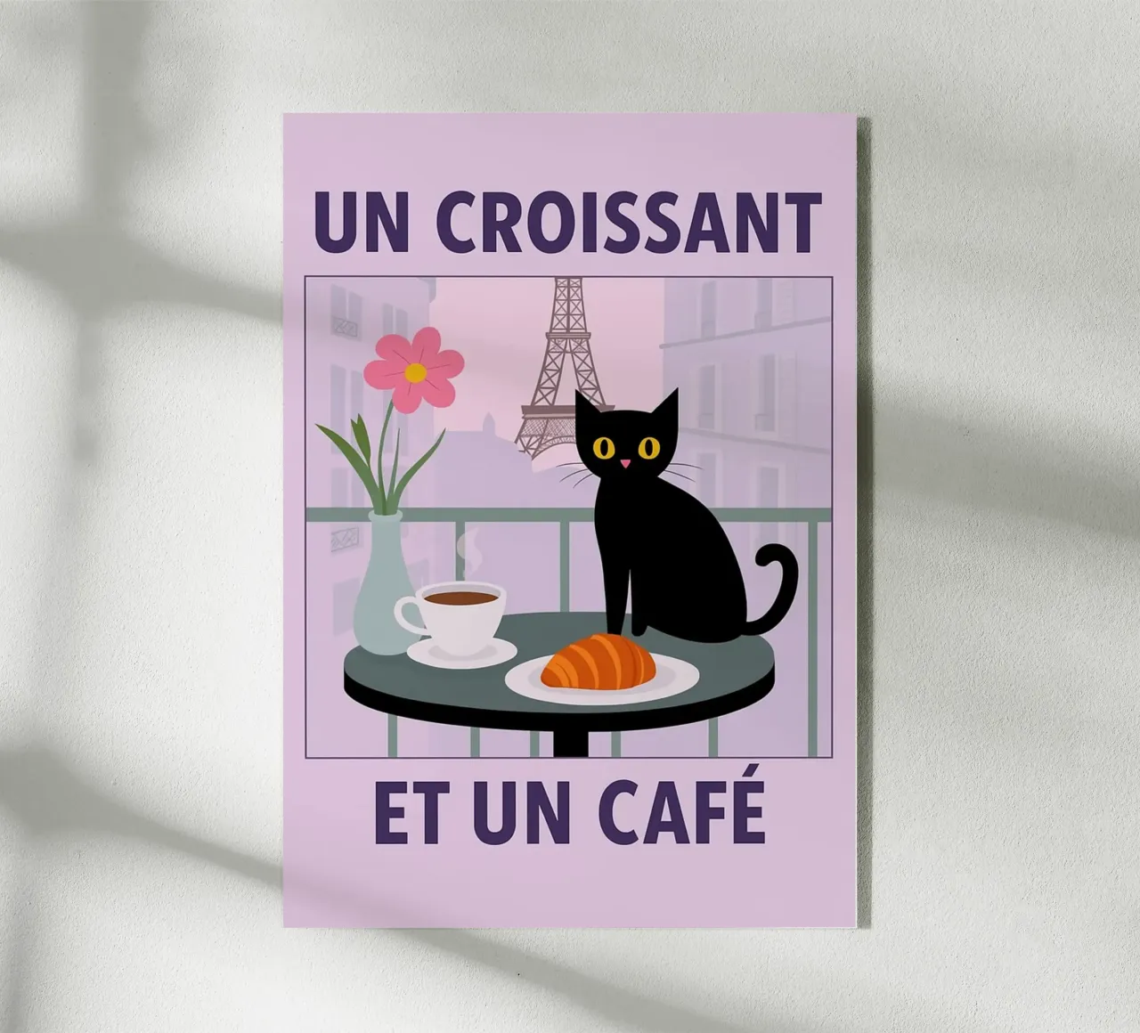 un croissantet un caffè gatto plexiglass da Avocadoz