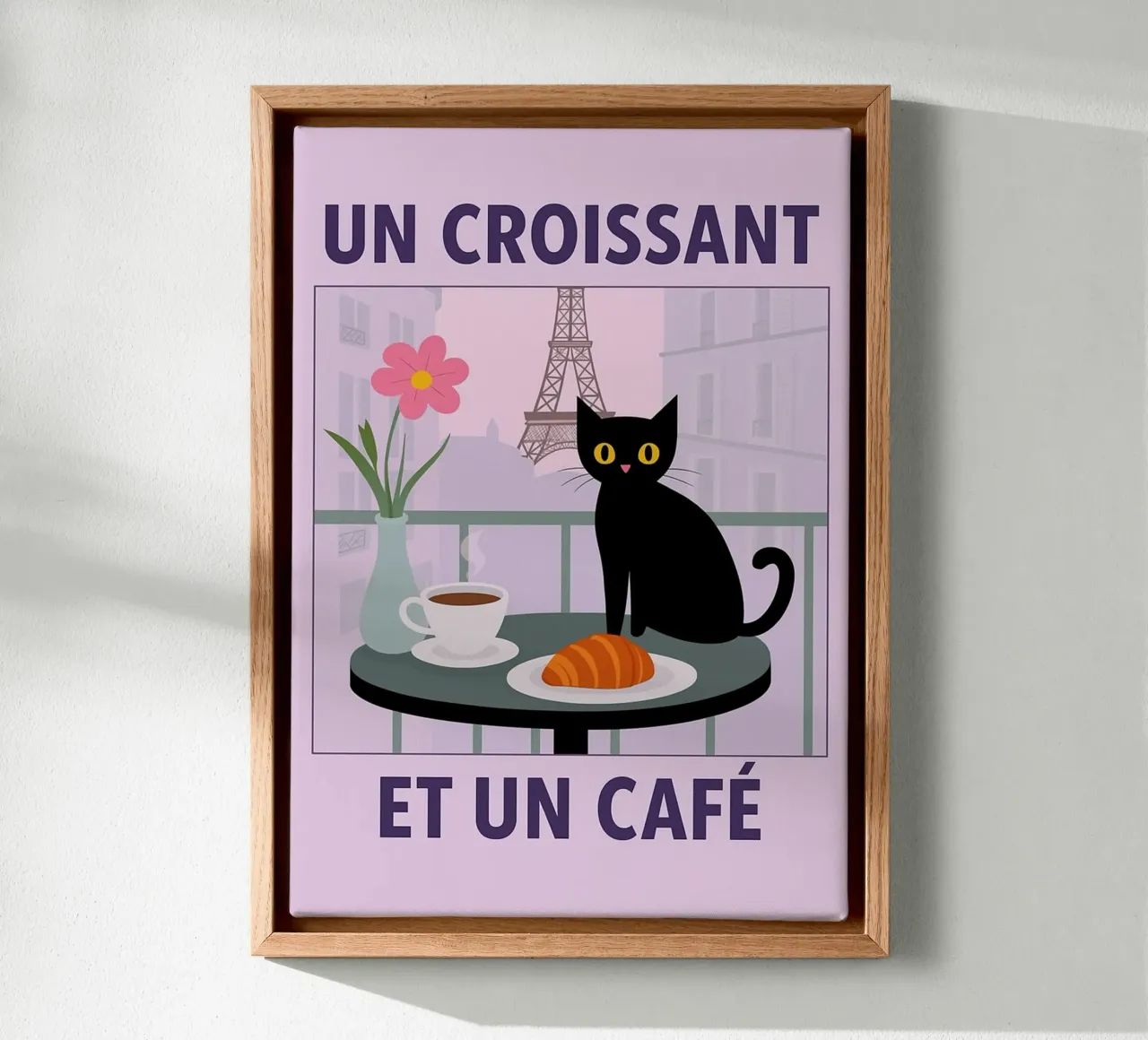 un croissantet un caffè gatto tela da Avocadoz