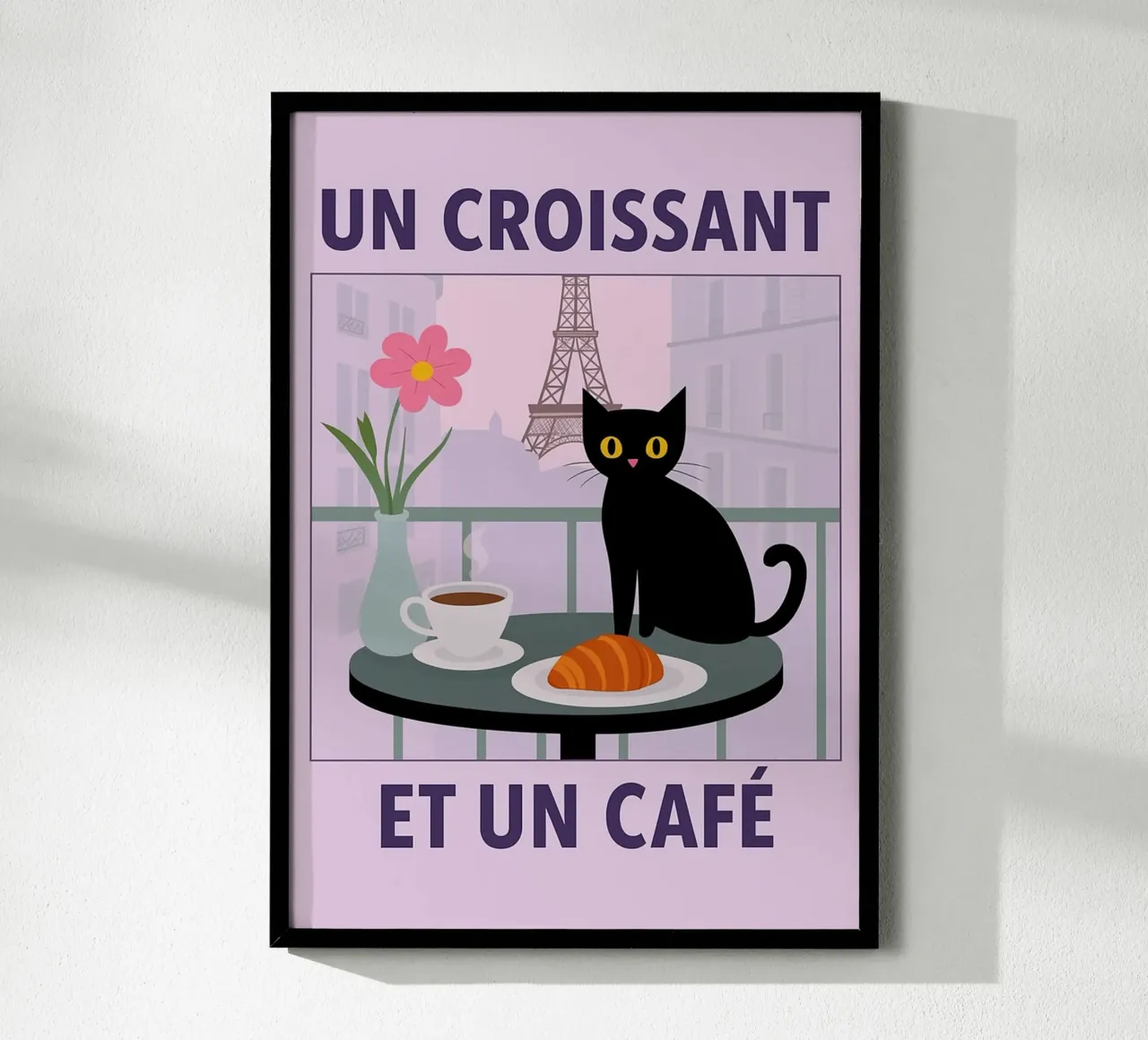 un croissantet un caffè gatto poster da Avocadoz