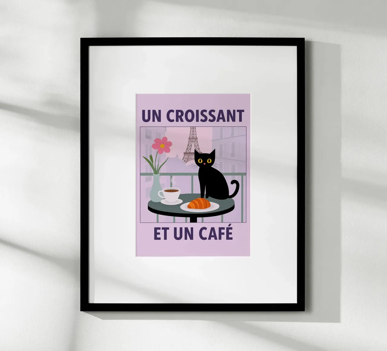 un croissantet un caffè gatto poster da Avocadoz