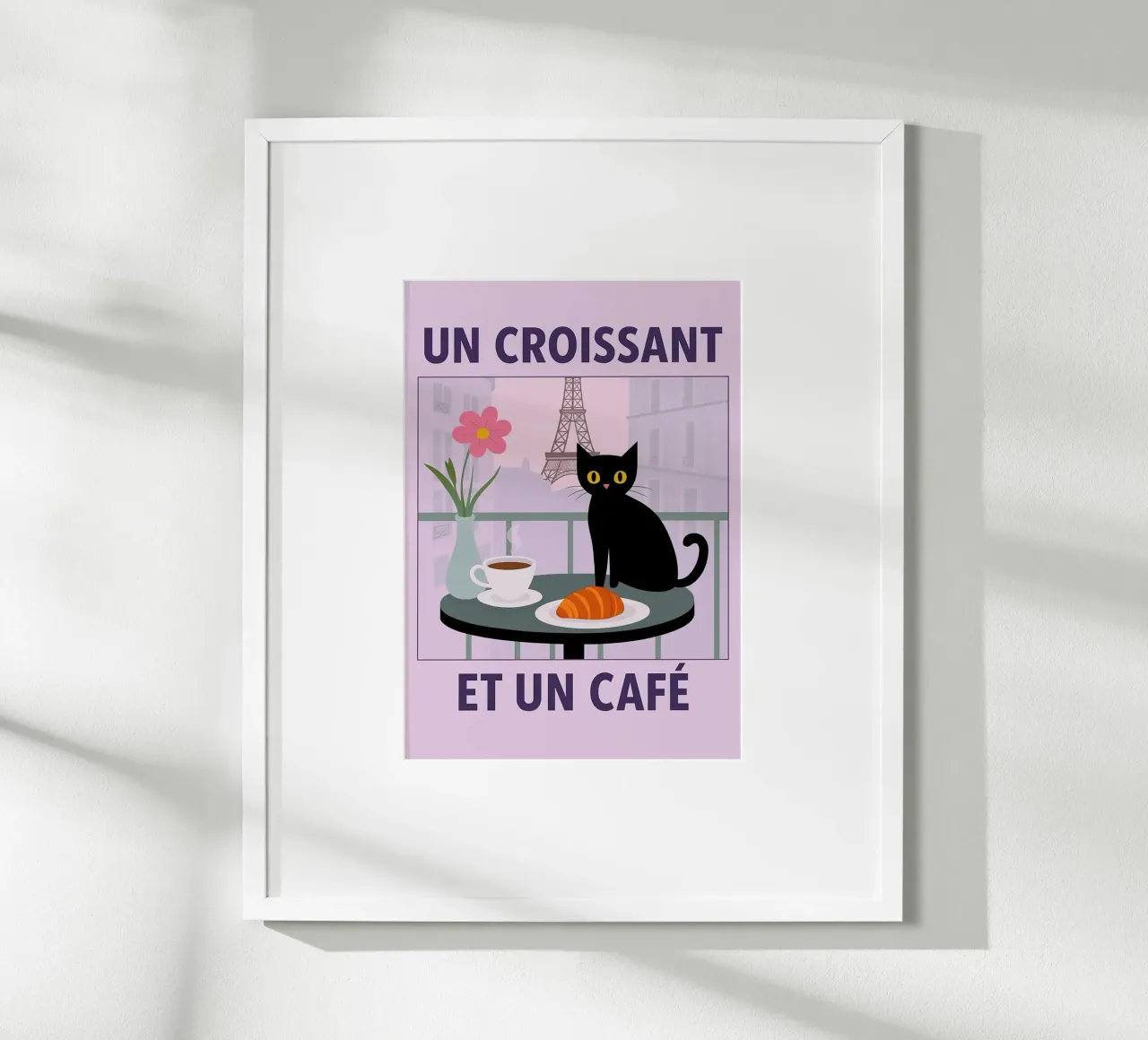 un croissantet un caffè gatto poster da Avocadoz