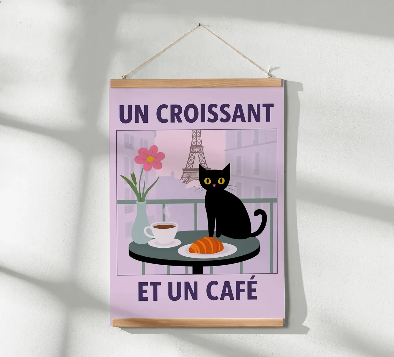 un croissantet un caffè gatto poster da Avocadoz
