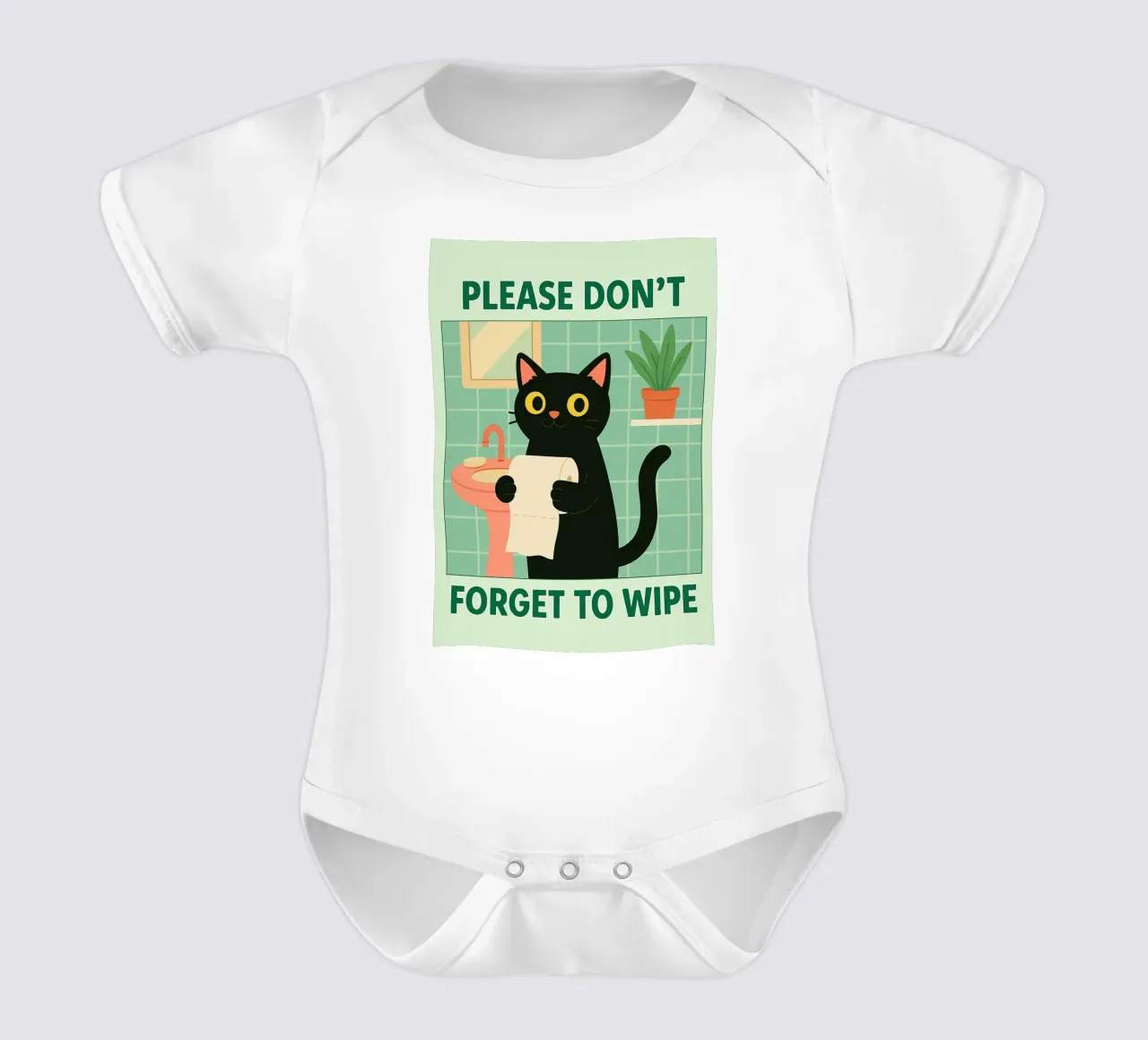 Bitte vergessen Sie nicht, die Katze zu wischen Kurzarm Babybody von Avocadoz
