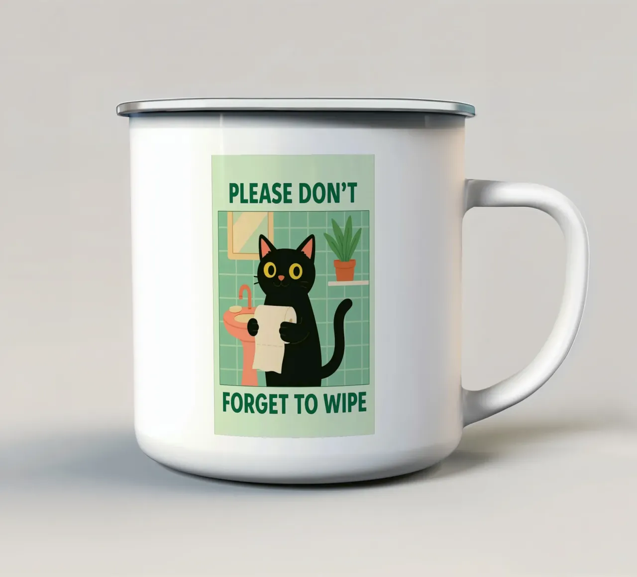 non dimenticare di pulire il gatto tazza in smalto da Avocadoz