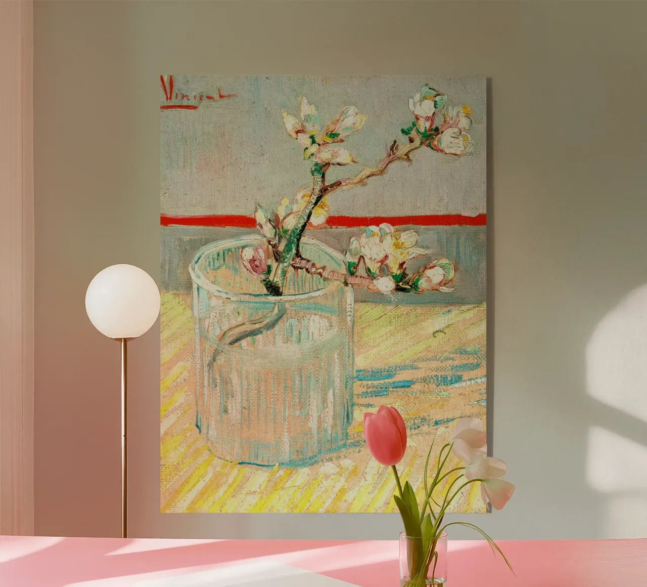 Rametto di mandorlo in fiore in un bicchiere, 1888 plexiglass da Roy Terrell