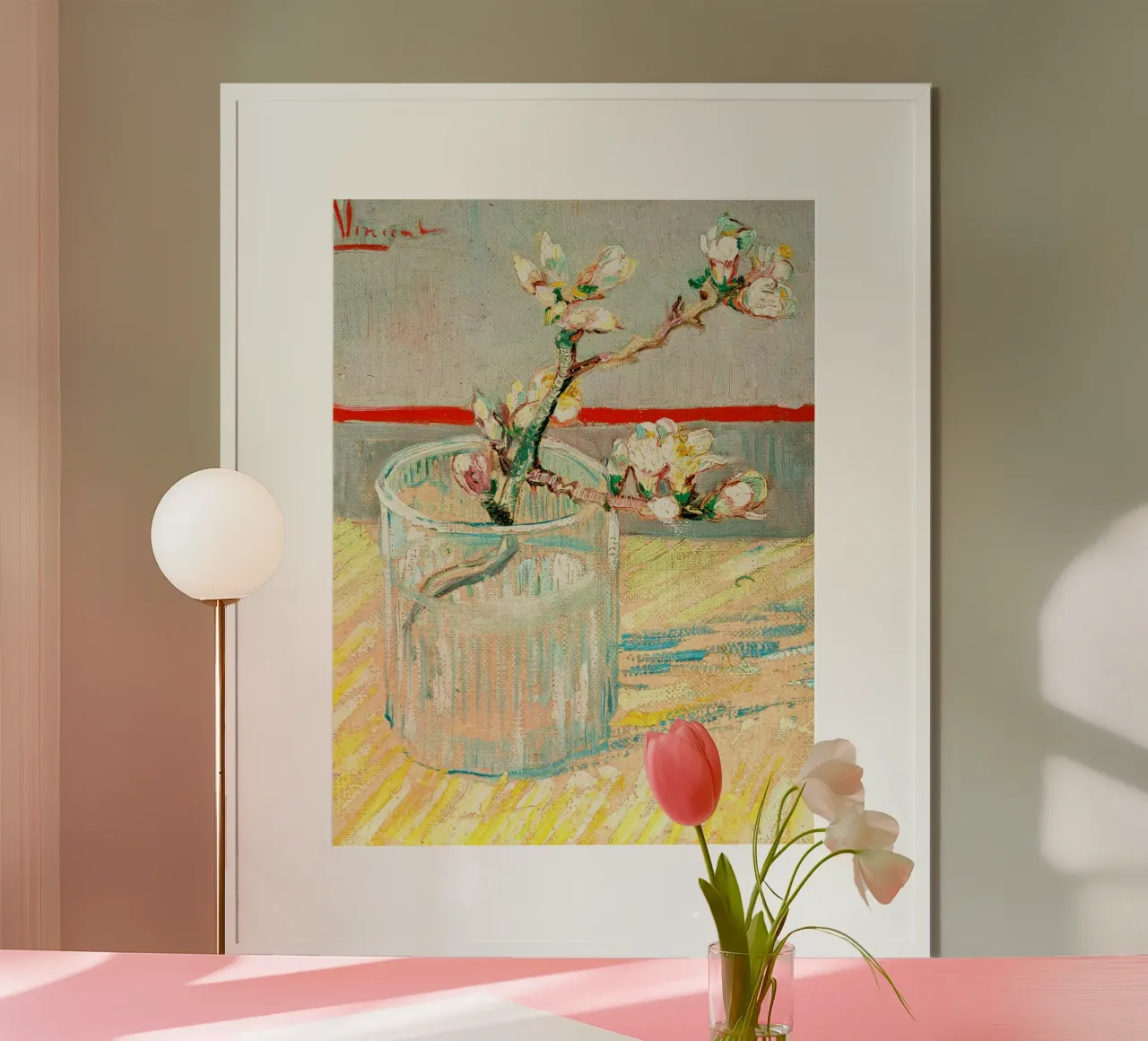 Branche d'amandier fleuri dans un verre, 1888 hahnemühle de Roy Terrell