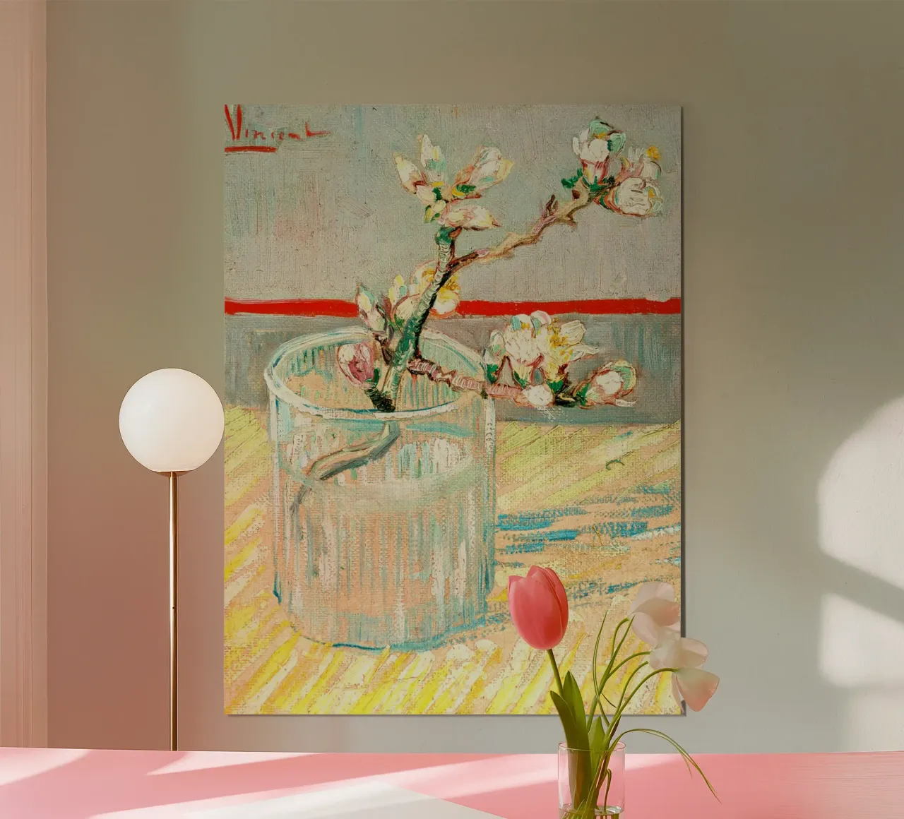 Branche d'amandier fleuri dans un verre, 1888 hahnemühle de Roy Terrell