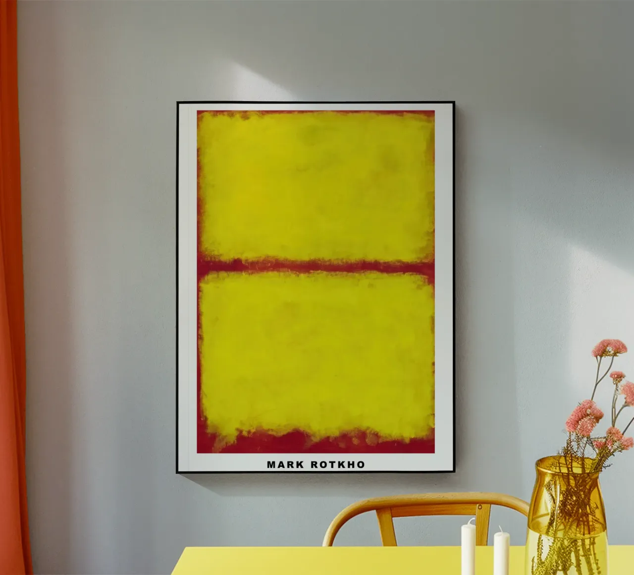 Mark Rothko Giallo su rosso plexiglass da traveler