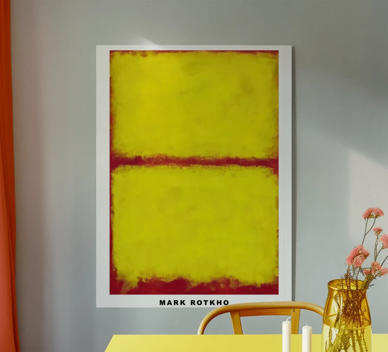 Mark Rothko Giallo su rosso plexiglass da traveler