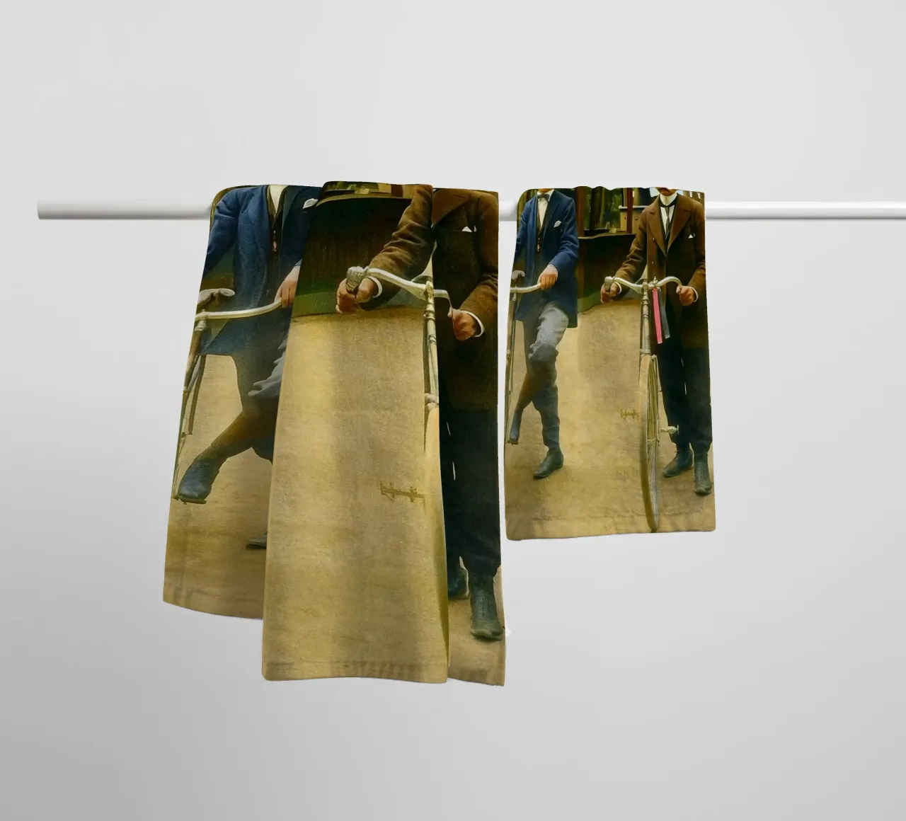 vintage man with the old bicycle towel by tamarind