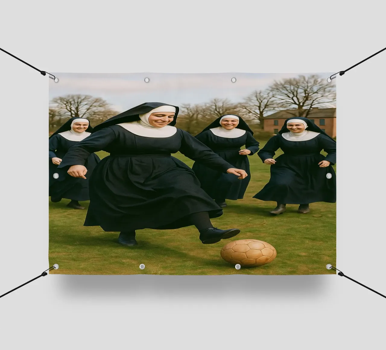 suora che gioca a calcio telo in pvc da tamarind