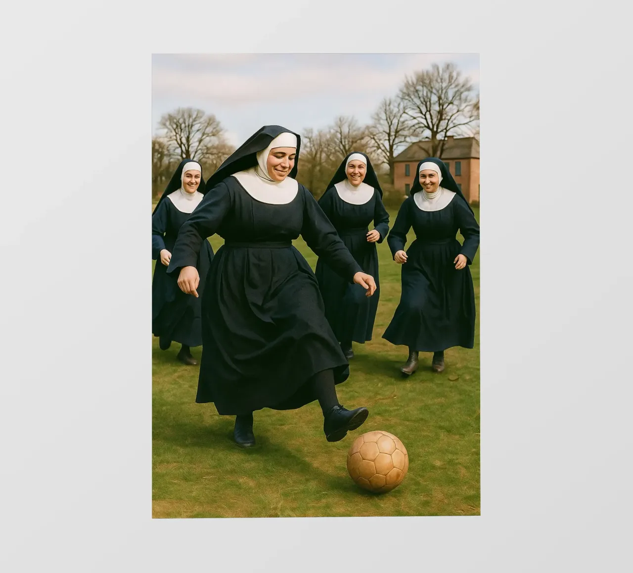 suora che gioca a calcio telo in pvc da tamarind