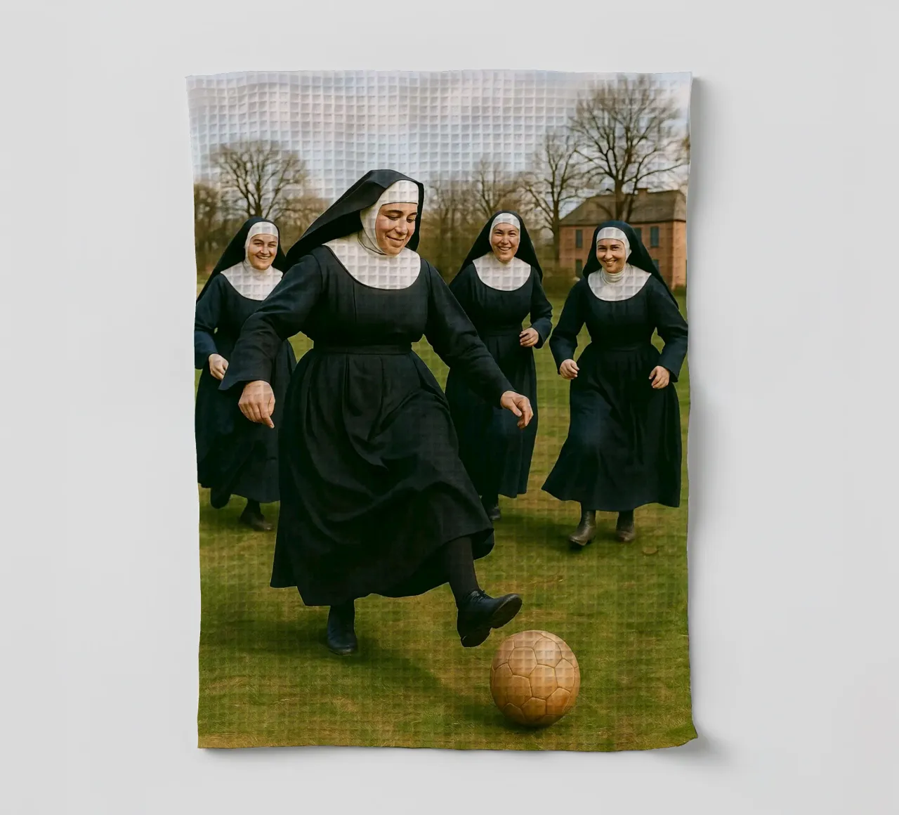 suora che gioca a calcio canovaccio da cucina da tamarind