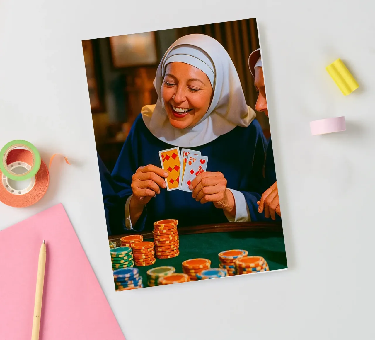 nun playing card notebook by tamarind