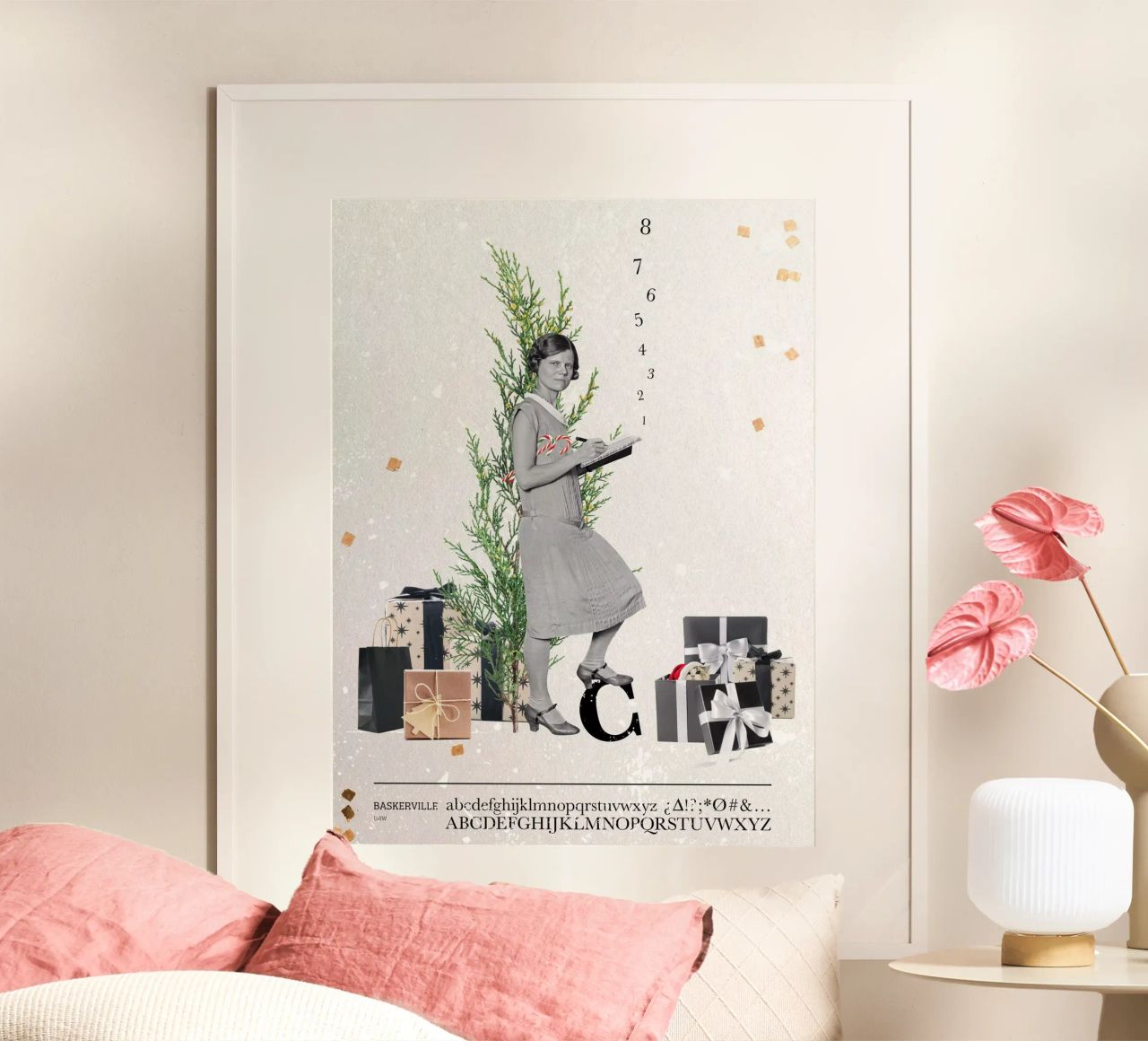 Collageri - Kersttelling poster met kunststof frame van The Artcircle