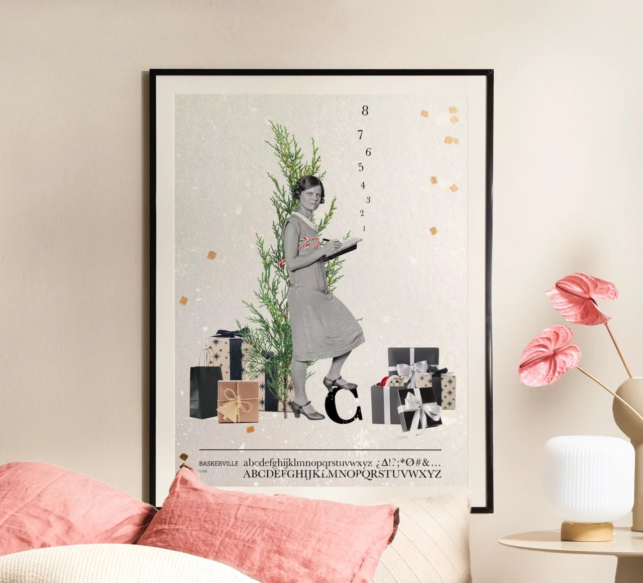 Collageri - Kersttelling poster met kunststof frame van The Artcircle