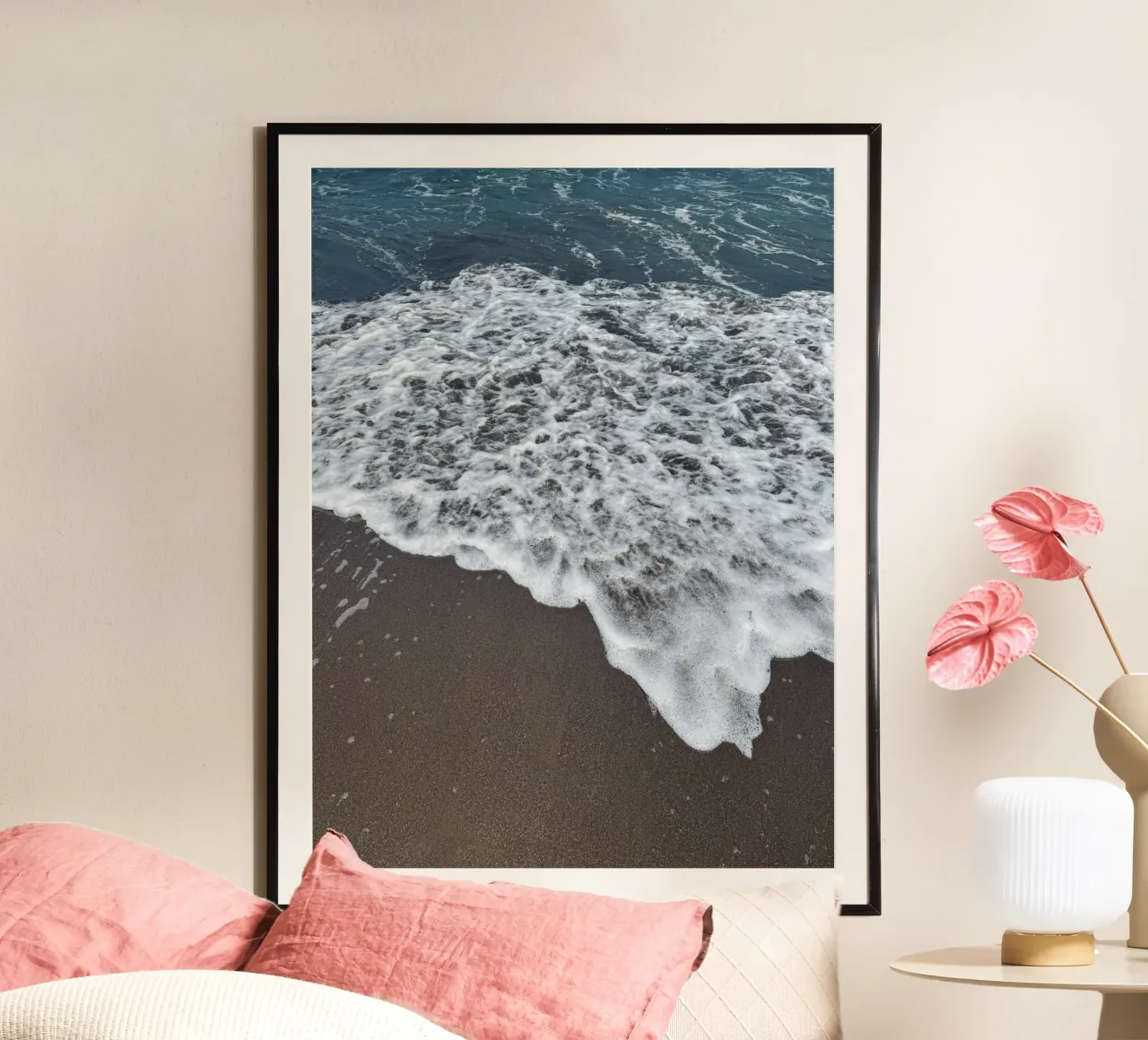 Onde che si infrangono sulla spiaggia balinese carta hahnemühle da byrieneke