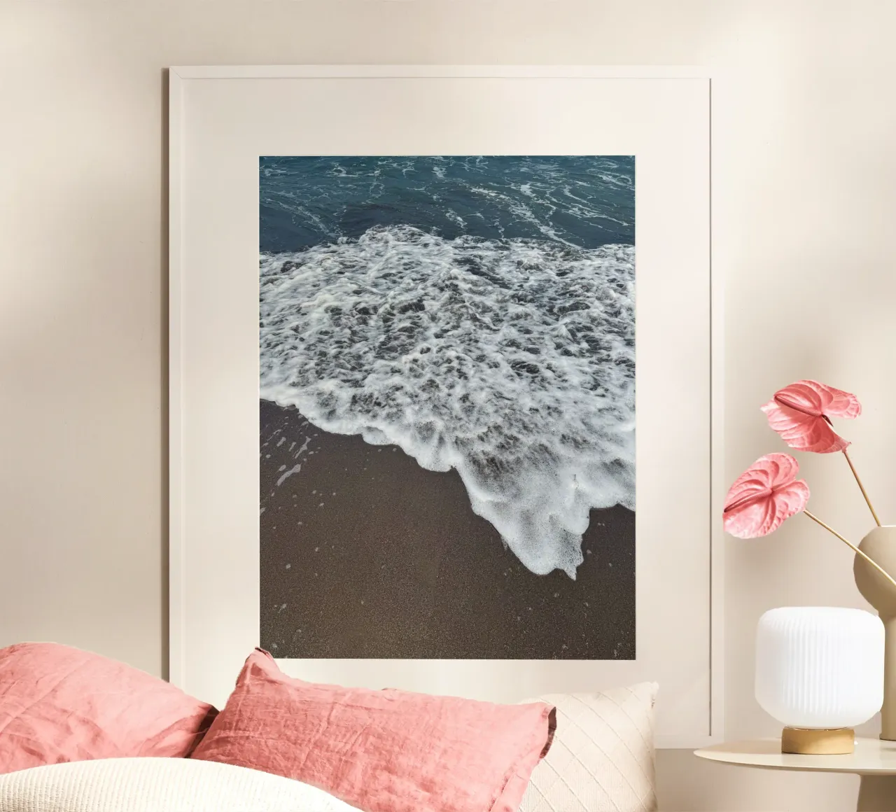 Onde che si infrangono sulla spiaggia balinese carta hahnemühle da byrieneke