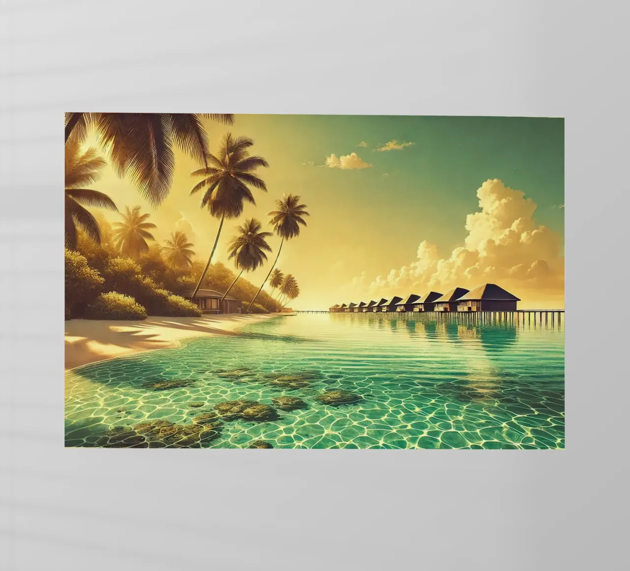 Poster d'epoca sulle Maldive, Oceano Indiano pellicola backlit da Wanderlust Vibes