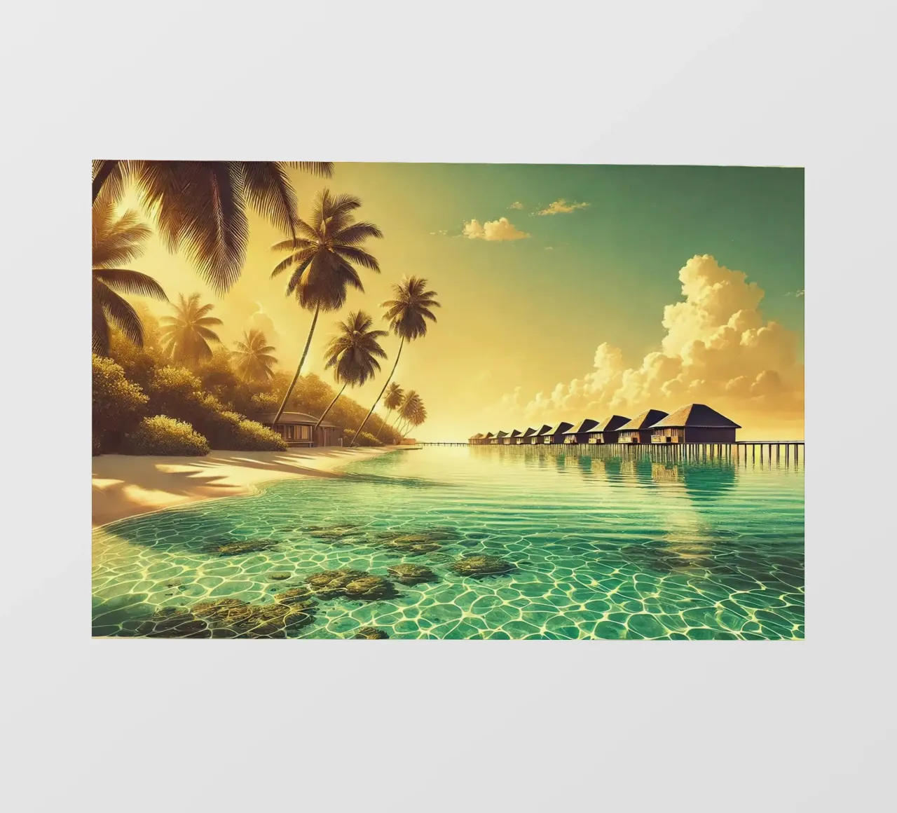 Poster d'epoca sulle Maldive, Oceano Indiano pellicola backlit da Wanderlust Vibes