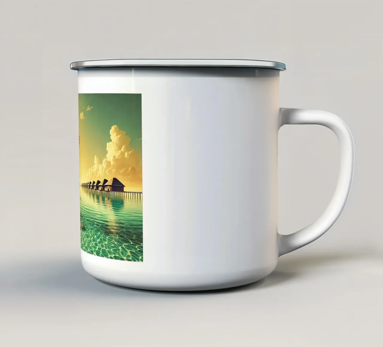 Poster d'epoca sulle Maldive, Oceano Indiano tazza in smalto da Wanderlust Vibes