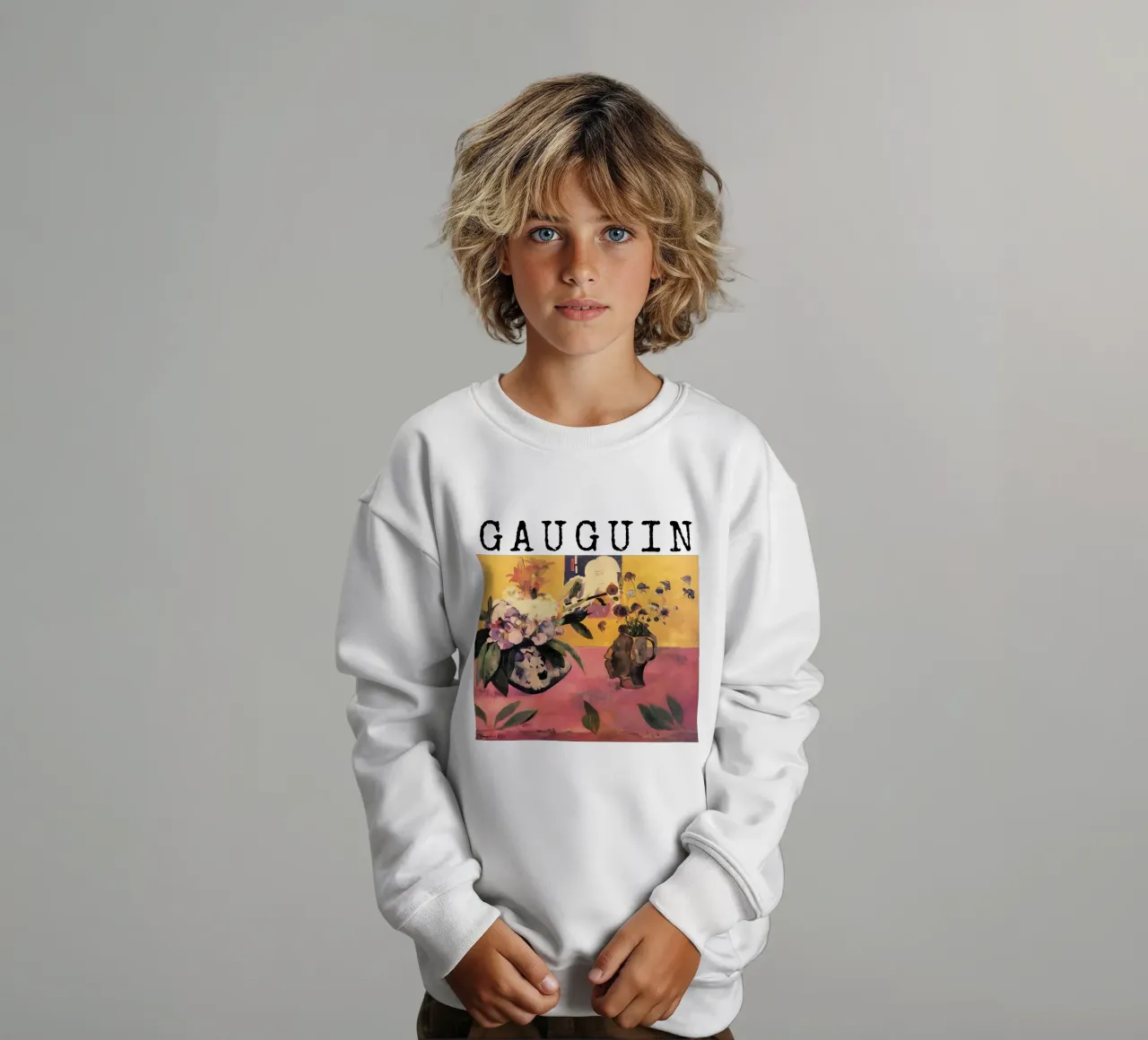 Natura morta con vaso a forma di testa e giapponese felpa bambino da arleneturnershop
