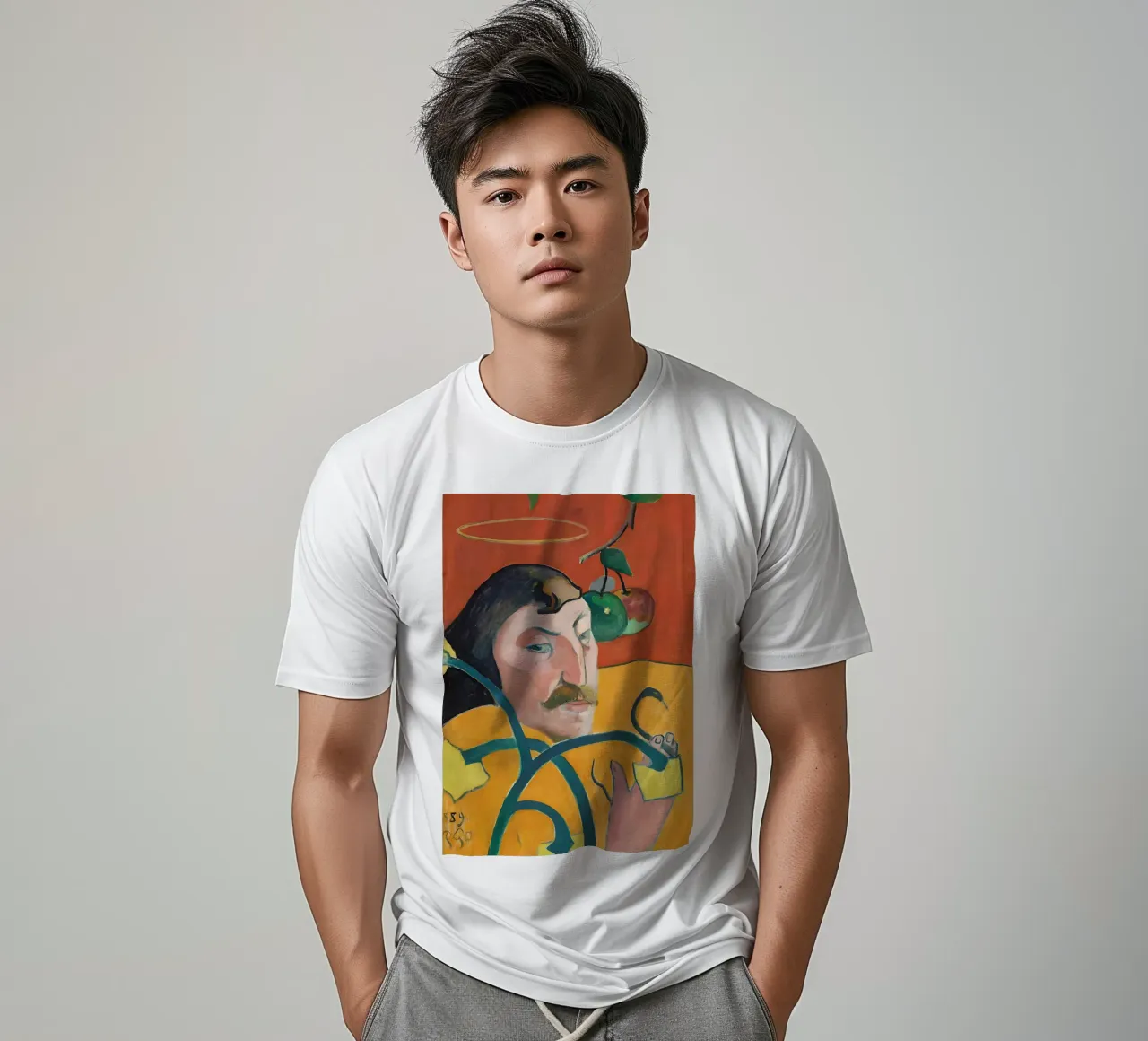 Autoritratto con aureola e serpente t-shirt da arleneturnershop