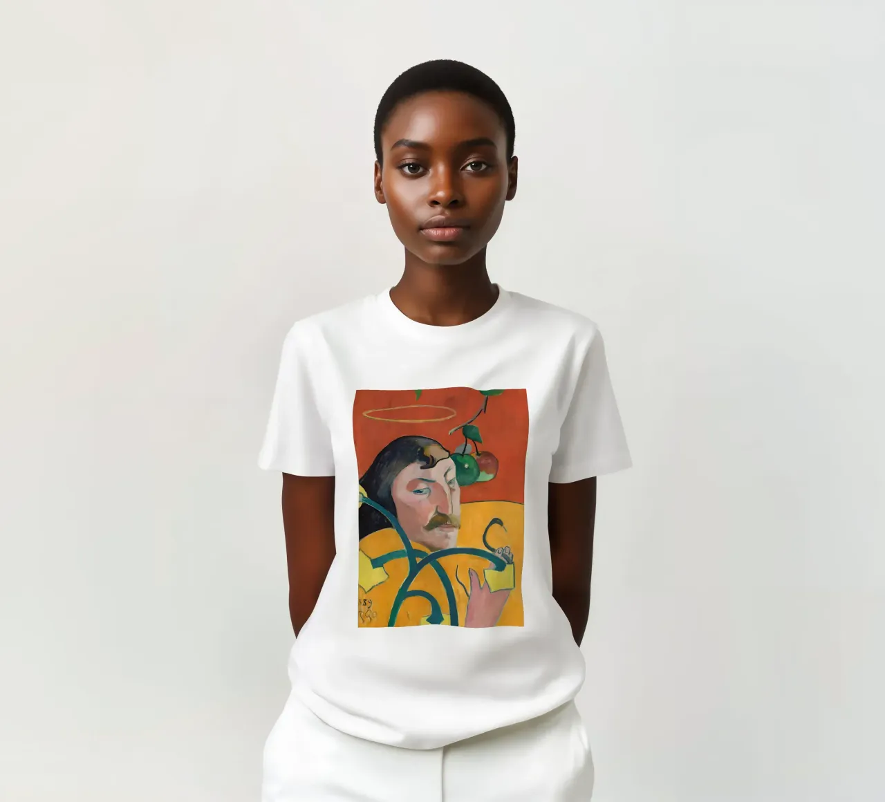Autoritratto con aureola e serpente t-shirt da arleneturnershop