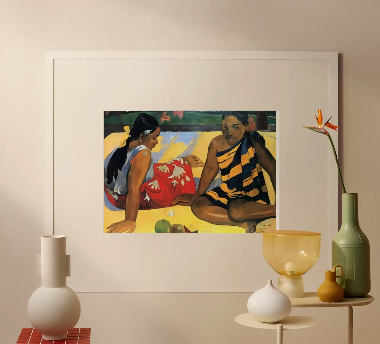 Donne tahitiane sulla spiaggia carta hahnemühle da arleneturnershop