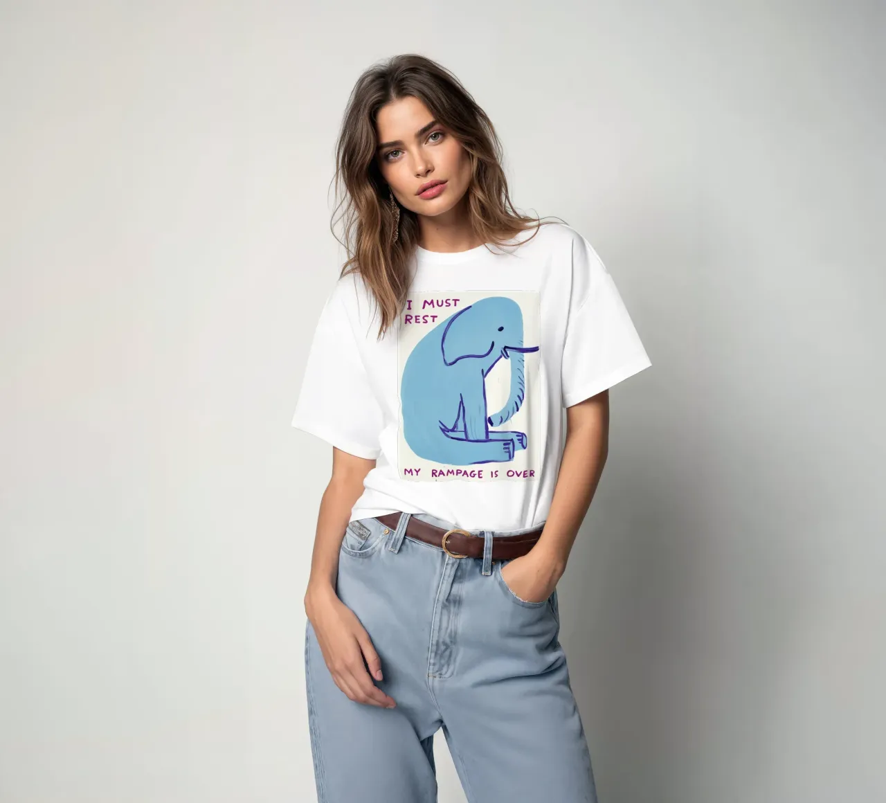 I Must Rest David Shrigley Elephant Blue t-shirt da RANDER J