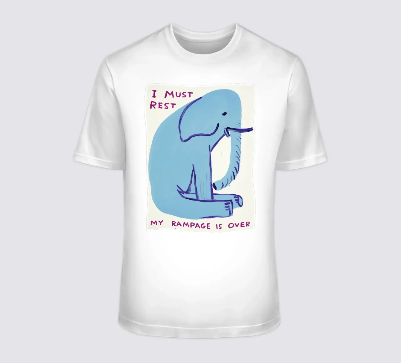 I Must Rest David Shrigley Elephant Blue t-shirt da RANDER J