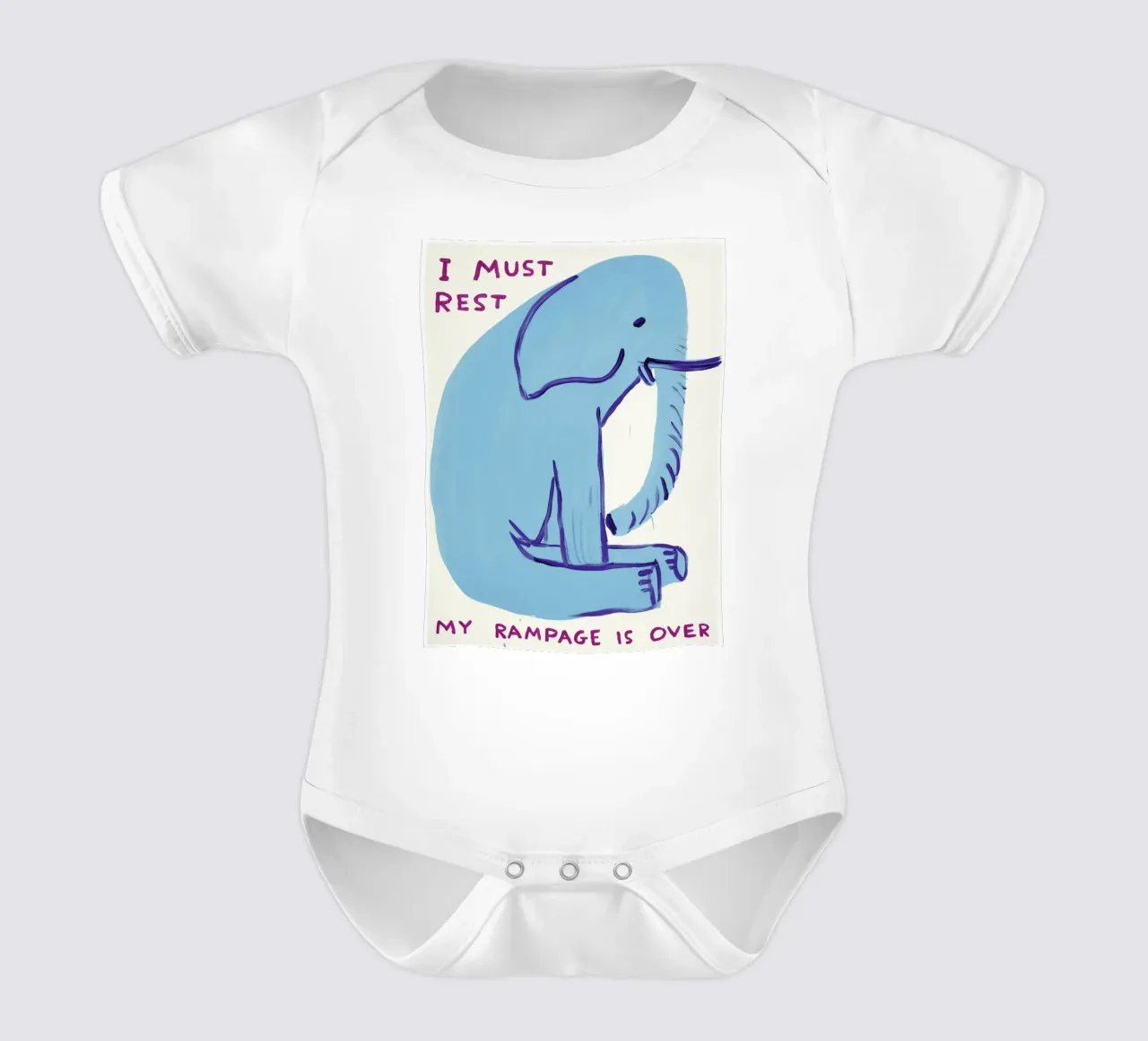 I Must Rest David Shrigley Elephant Blue body neonato maniche corte da RANDER J