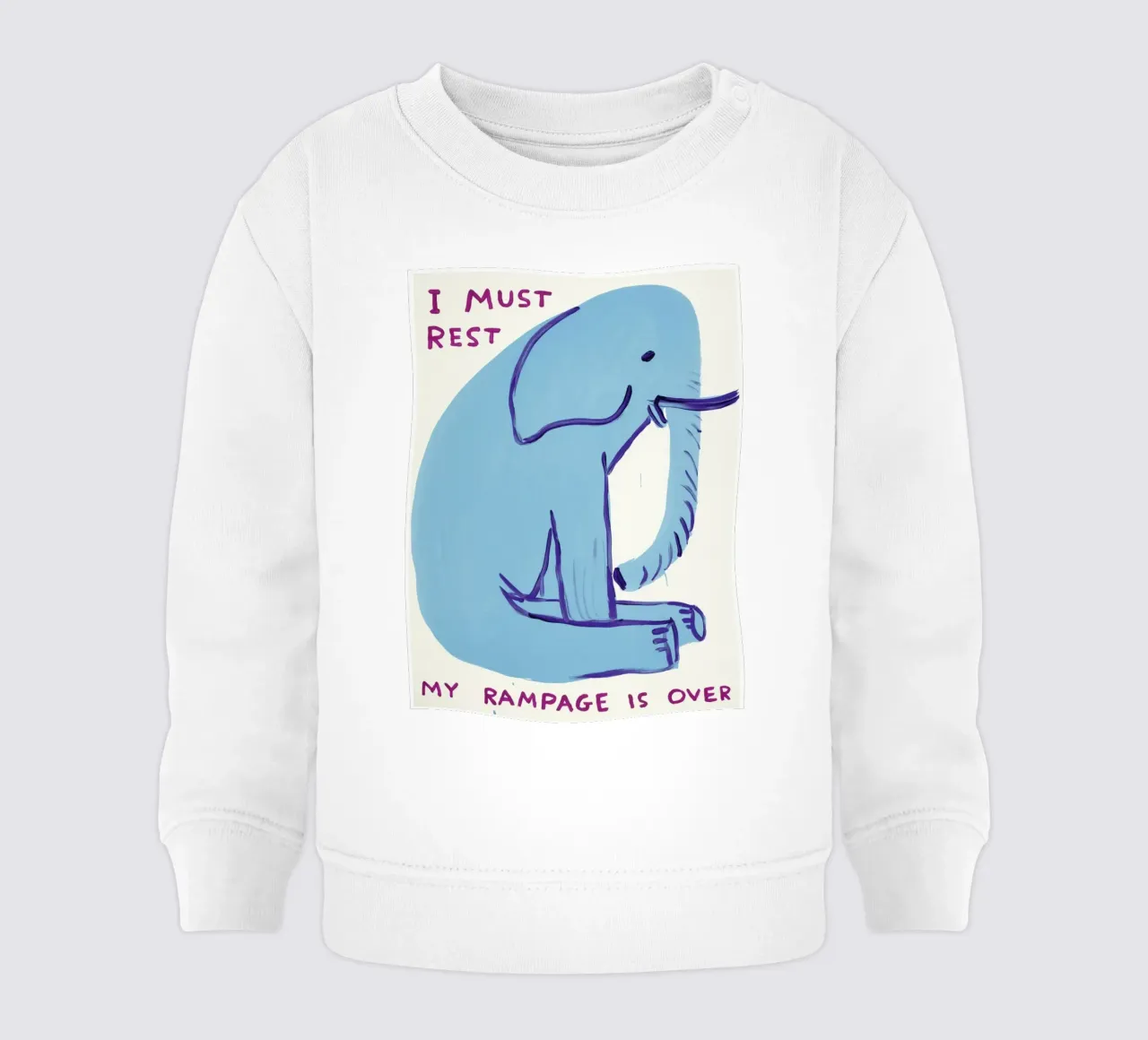 I Must Rest David Shrigley Elephant Blue felpa neonato da RANDER J