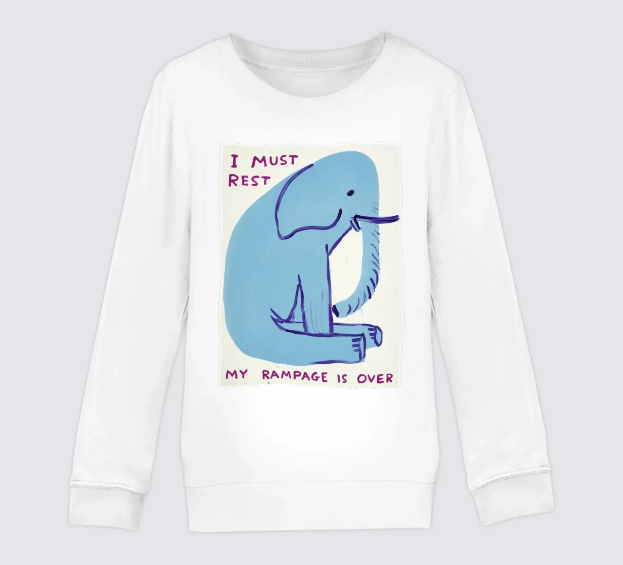 I Must Rest David Shrigley Elephant Blue felpa bambino da RANDER J