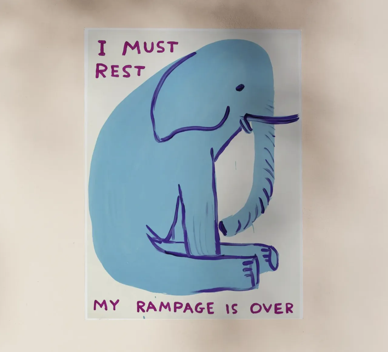 I Must Rest David Shrigley Elephant Blue pellicola backlit da RANDER J