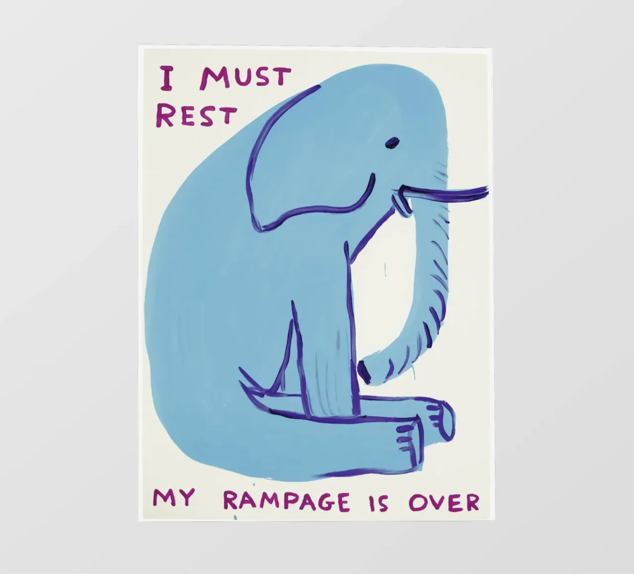 I Must Rest David Shrigley Elephant Blue pellicola backlit da RANDER J