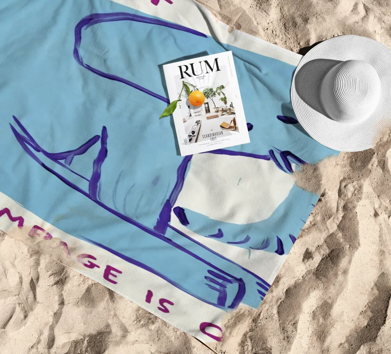 I Must Rest David Shrigley Elephant Blue telo mare da RANDER J